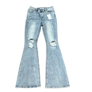 Vervet “Bella” Criss Cross Button Fly High Rise Flare